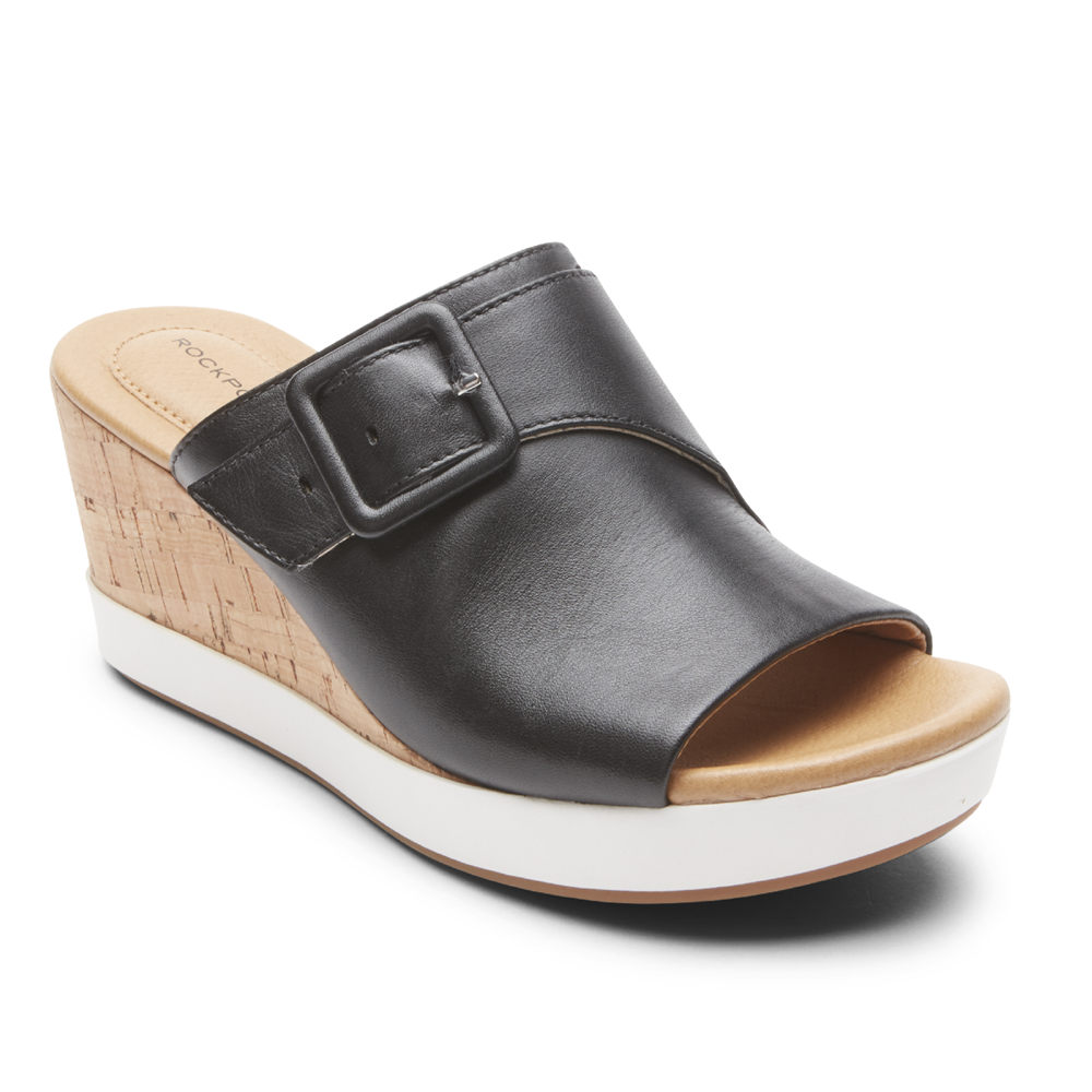 Sandalias Rockport Mujer Mexico - Lyla Buckle Negros - NFEBS0378